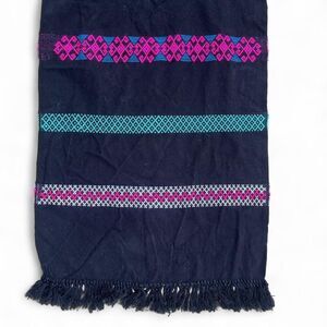 Black Woven Table Runner Neon color Pink Turquoise